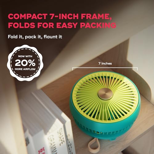 NUUK Folde V2 Personal Rechargeable Fan For Travel|Folds 180° & Fits In Any Bag|Cordless,7-Inch|16 Hr Run Time,4 Wind Speeds|Super Silent BLDC Motor|For Hiking,Picnics,Beach,Camping - Image 3