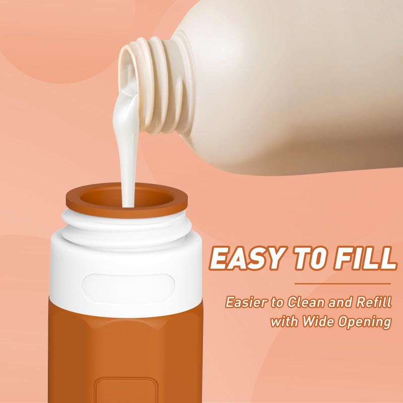 Redfly Travel Bottles for Toiletries, 3oz Tsa Approved Travel Size Containers, BPA Free Leak Proof Squeezable Containers for Toiletries, Silicone Refillable Essentials for Shampoo Conditioner Apricot - Image 2