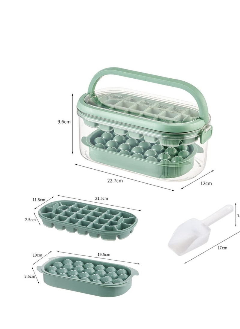 KASTWAVE - Square Ice Cube Trays  for Freezer with Lid & Bin, 54PCS Tiny Ice Cube Tray, Suitable for Chilling Drinks Coffee Juice (2 Ice Trays 1 Ice Bucket 1 Scoop, Green) - Image 1