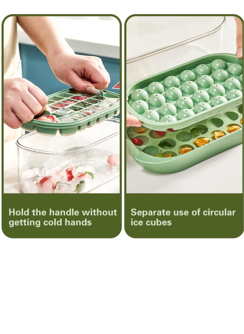 KASTWAVE - Square Ice Cube Trays  for Freezer with Lid & Bin, 54PCS Tiny Ice Cube Tray, Suitable for Chilling Drinks Coffee Juice (2 Ice Trays 1 Ice Bucket 1 Scoop, Green) - Image 1