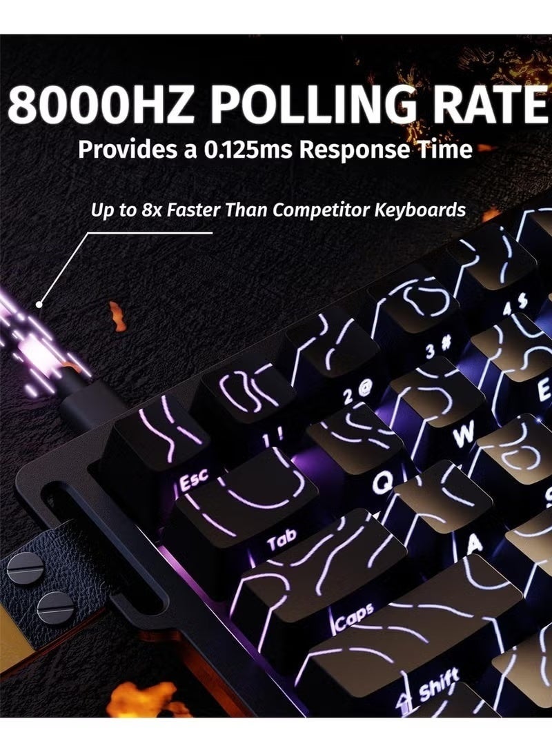 Attack Shark X68 HE Rapid Trigger Mechanical Gaming Keyboard 60% Wired with Adjustable Actuation,Hall Effect Magnetic Switch,8KHz Polling Rate,RGB Backlit,Top Mount,Side Printed Keycap(Black Contour) - Image 3