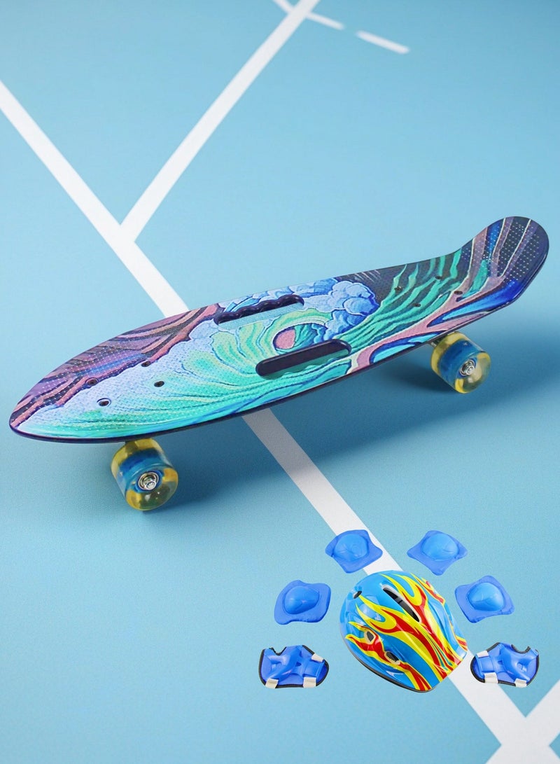 إيزي فيتشور لوح تزلج EASY FUTURE Penny Board للأطفال من سن 6 إلى 12 عامًا - لوح تزلج قصير كامل Cruiser Board للشباب والمراهقين والمبتدئين بما في ذلك مجموعة معدات الحماية الكاملة - Image 1