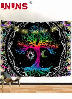 UNUNS Bohemian Wall Hanging Tapestry,Tree Of Life Tapestry Multicolour,Hippie Moon and Sun Tapestry,Mandala Printed Tapestry Wall Hanging For Home,51.2 x 59.1 Inches  - Image 3