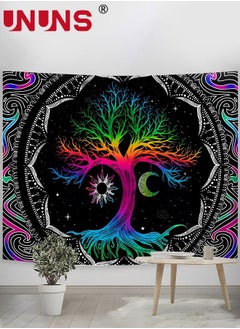 UNUNS Bohemian Wall Hanging Tapestry,Tree Of Life Tapestry Multicolour,Hippie Moon and Sun Tapestry,Mandala Printed Tapestry Wall Hanging For Home,51.2 x 59.1 Inches  - Image 2