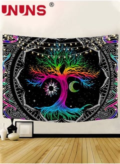 UNUNS Bohemian Wall Hanging Tapestry,Tree Of Life Tapestry Multicolour,Hippie Moon and Sun Tapestry,Mandala Printed Tapestry Wall Hanging For Home,51.2 x 59.1 Inches  - Image 1