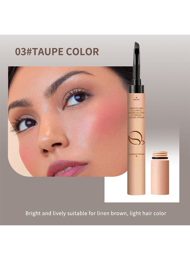 اوكيل كريم صبغ الحواجب المجسم الناعم وملون، كريم صبغ الحواجب 2 في 1 بشكل مجسم وثابت للمكياج، كريم الحواجب الملون والناعم المقاوم للماء والعرق، يجف بسرعة، قلم صبغ الحواجب 03# لون التوب - Image 2