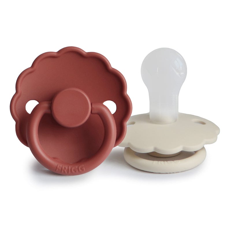 FRIGG Daisy SilkySoft Silicone Baby Pacifier | Made in Denmark | BPA-Free (Baked Clay/Cream, 0-6 Months) - Image 1