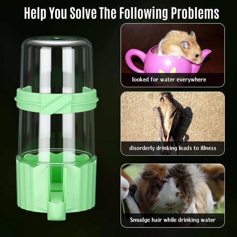Weewooday 4 Pieces Automatic Bird Feeder Cage Water Dispenser Bird Water Feeder Hamster Cage Waterer Accessory Drinker Bottle for Hamster Parrot (Cute Style,Green, White,245 ml) - Image 5