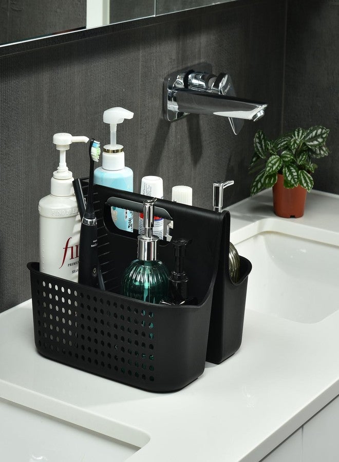 ALINK Portable Plastic Shower Caddy Basket, Large Cleaning Supply Tool Caddy Organizer Storage Tote with Handle for Bathroom, College, Garden, Cabinet, Dorm Essentials - Black - Image 3