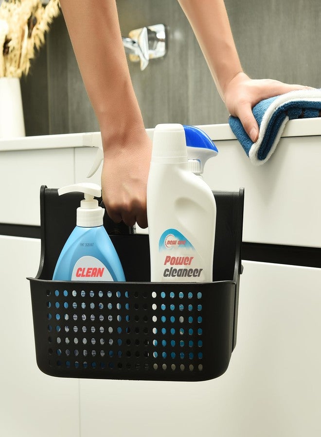 ALINK Portable Plastic Shower Caddy Basket, Large Cleaning Supply Tool Caddy Organizer Storage Tote with Handle for Bathroom, College, Garden, Cabinet, Dorm Essentials - Black - Image 4