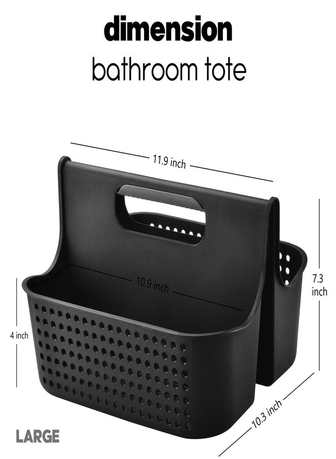 ALINK Portable Plastic Shower Caddy Basket, Large Cleaning Supply Tool Caddy Organizer Storage Tote with Handle for Bathroom, College, Garden, Cabinet, Dorm Essentials - Black - Image 2