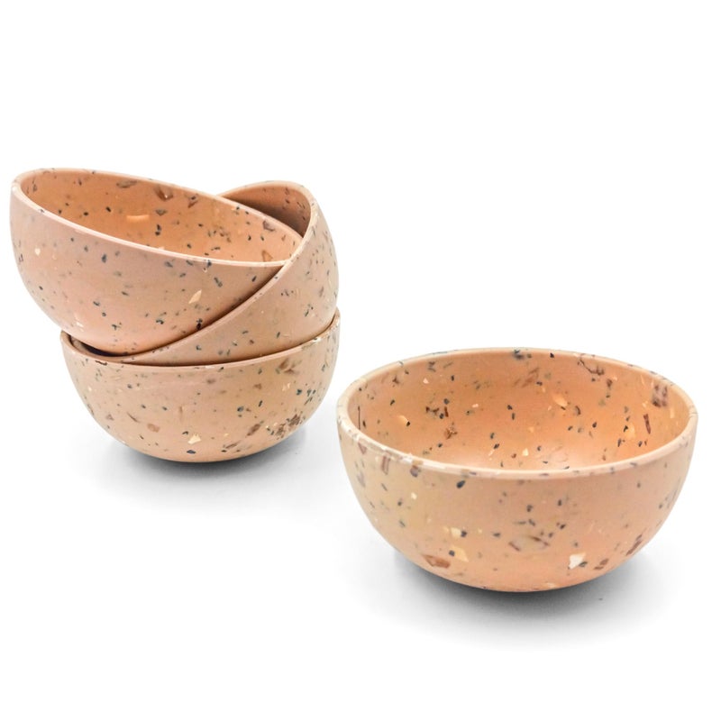 Red Butler Eco-Friendly Bamboo Fiber Bowls | Set of 4 Bowls | Reusable and Stain Resistant | Sturdy Weight, Perfect Size for Indian Curries | Microwave & Dishwasher Safe | Elegant Walnut Design - Image 1