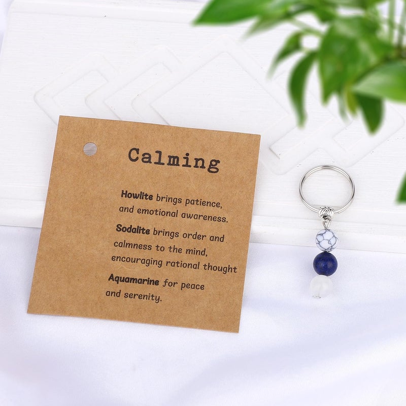 Mikovivi Natural Crystals Keychain with Howlite, Sodalite, and Aquamarine - Image 4