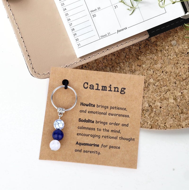 Mikovivi Natural Crystals Keychain with Howlite, Sodalite, and Aquamarine - Image 3
