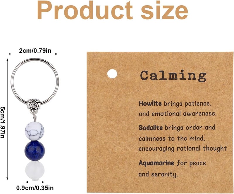 Mikovivi Natural Crystals Keychain with Howlite, Sodalite, and Aquamarine - Image 2