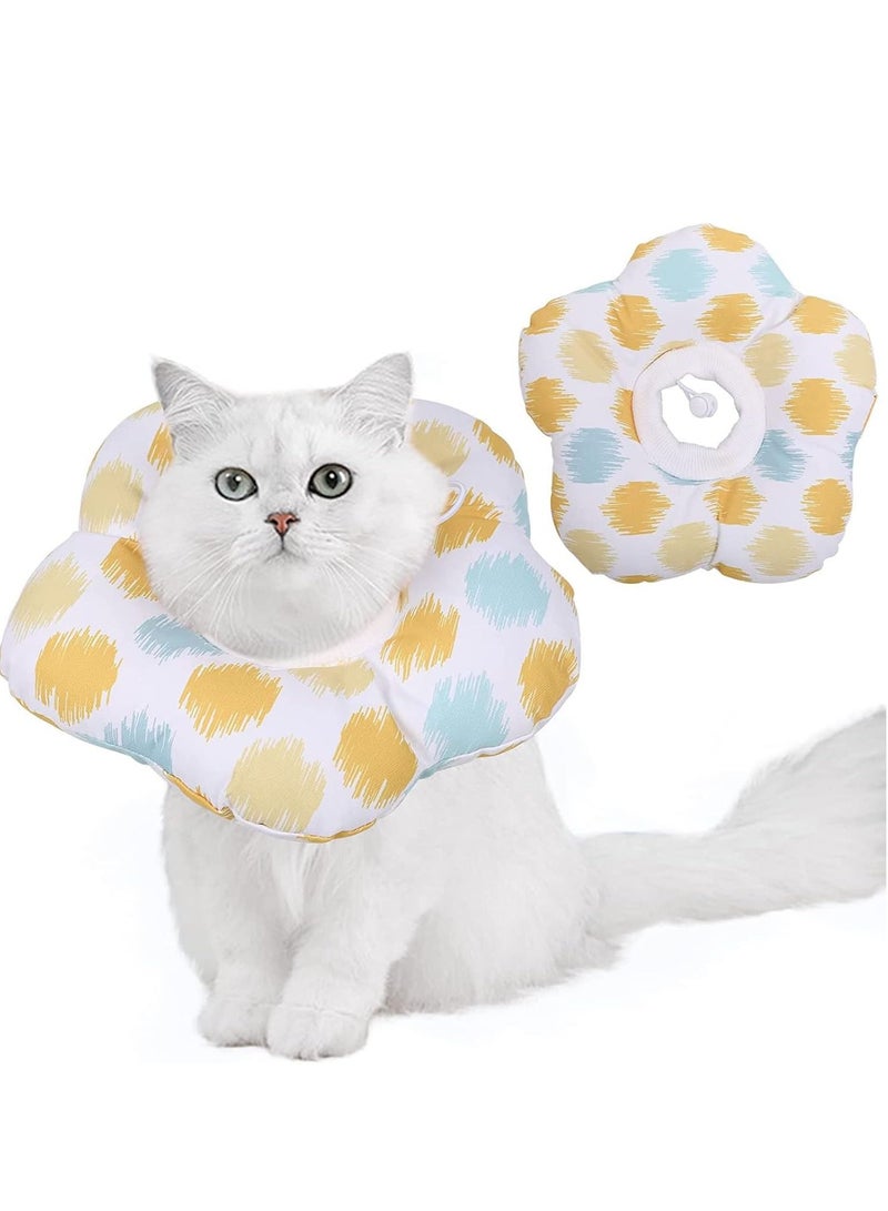 SYOSI Cat Recovery Collar Soft Elizabeth Pet Cone Adjustable Protective Wound Healing Cone After Surgery Lovely Flower Neck Pillow Prevent from Licking Biting Scratching Headgear for dogs - Image 1