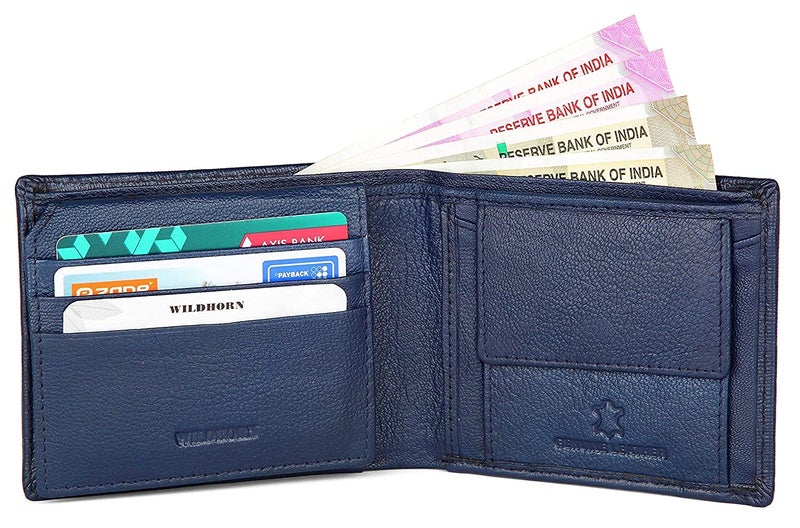 WildHorn Leather Wallet, Keychain & Pen Combo for Men (Royal Blue) - Image 4