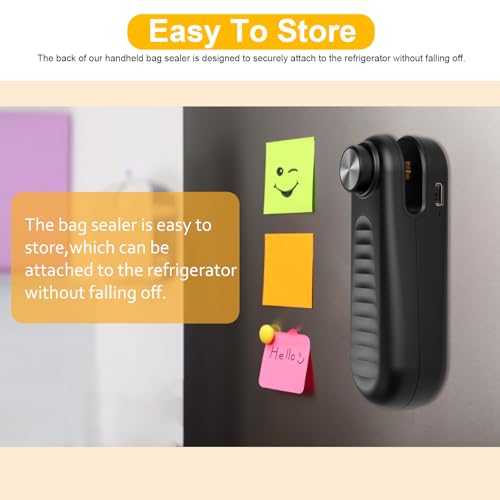 Aedicce 2 in 1 Mini Bag Sealer, Bag Sealer Heat Seal with Cutter, USB C Rechargeable Chip Bag Sealer Heat Seal, Portable Bag Resealer for Plastic Bags Snacks & Food Storage,Bright Black - Image 4