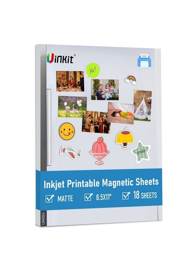 Uinkit - 18 Sheets Printable Magnetic Sheets Non Adhesive 13.5Mil 8.5 X 11 Inches Thick Magnet Matte Paper For Inkjet Printers - Image 1