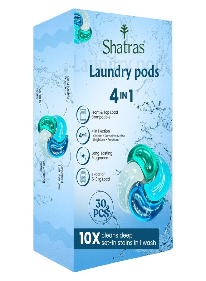 Shatras Premium Laundry Detergent Pods | Bio-Enzyme Stain Remover | Quick Dissolve | Deep Clean & Fabric Care | For Top & Front Load Machines | Pack of 30 - Image 1