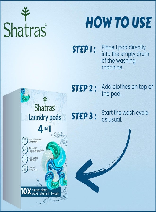 Shatras Premium Laundry Detergent Pods | Bio-Enzyme Stain Remover | Quick Dissolve | Deep Clean & Fabric Care | For Top & Front Load Machines | Pack of 30 - Image 4