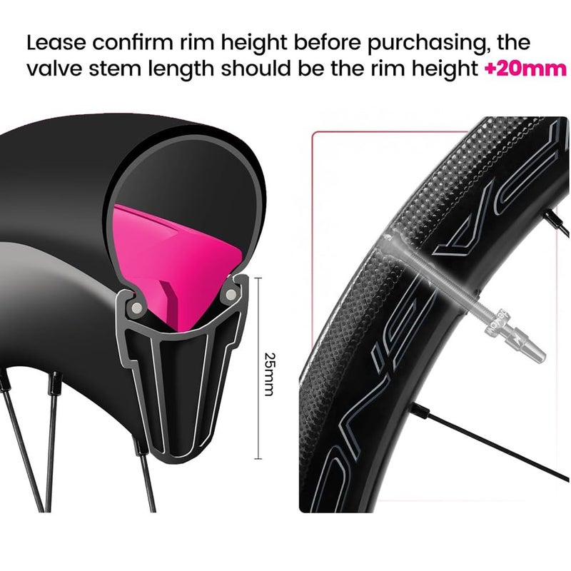 Bibike RideNow Tubeless Presta Valve Stems, 45/65/85mm Tubeless Valve Stem Kit with Valve Core Remover Tool - Image 4