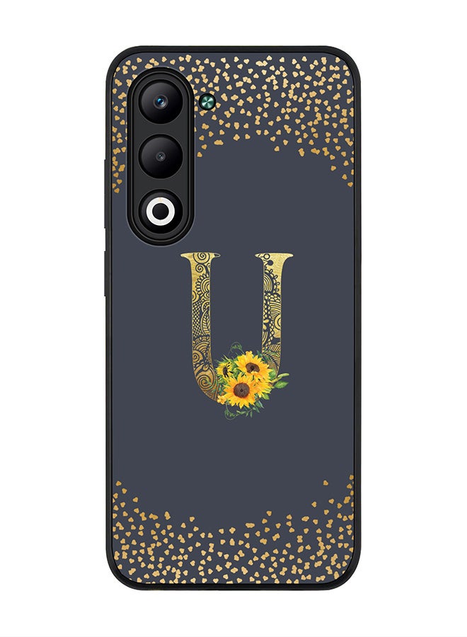Stylizedd For Oppo A5 5G / A5 4G Case,Slim fit Camera Protection, Shockproof Thin Phone cover  - Custom Floral Monogram - U  (Grey )