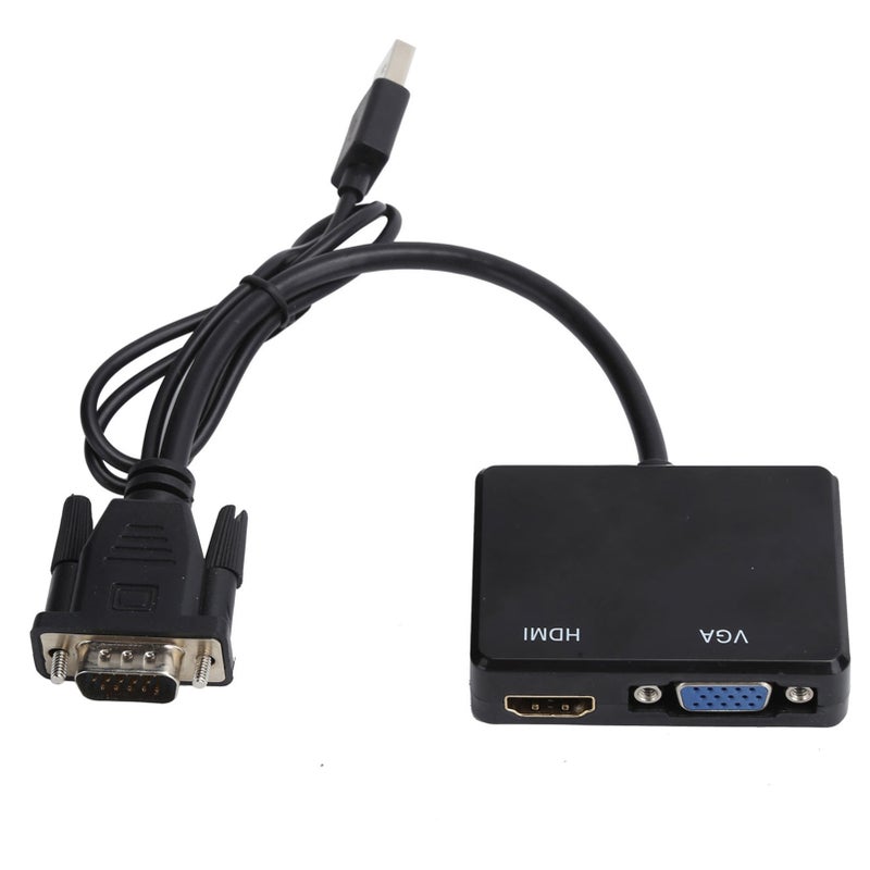 VGA to VGA High Definition Multimedia Interface Splitter Converter Support Dual Display AdapterBlack - Image 2