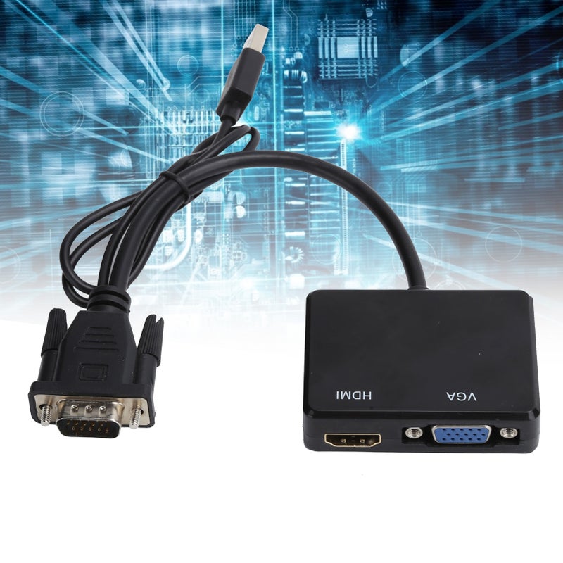 VGA to VGA High Definition Multimedia Interface Splitter Converter Support Dual Display AdapterBlack - Image 5