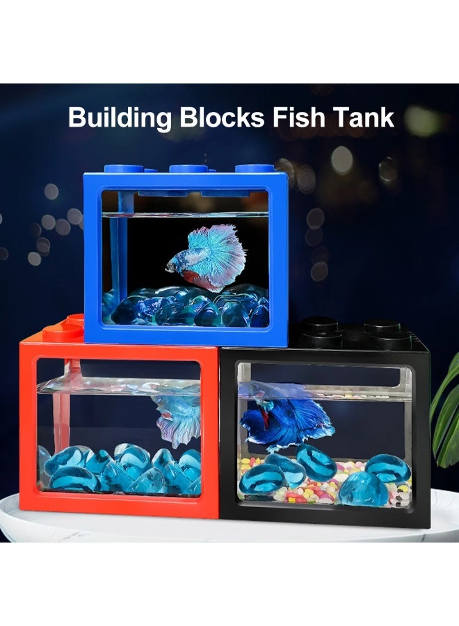 Rubik DIY Mini Betta Fish Tank,Small Transparent Fish Aquarium Stackable Tank, Aquarium Lego Design Block Type (Aqua) - Image 5