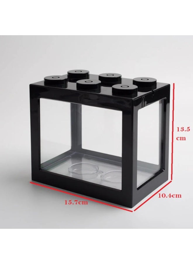 Rubik DIY Mini Betta Fish Tank,Small Transparent Fish Aquarium Stackable Tank, Aquarium Lego Design Block Type (Aqua) - Image 3