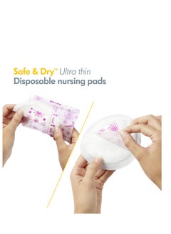 Medela Safe & Dry Ultra Thin Disposable Nursing Pads, 30 Count Breast Pads  for Breastfeeding, Leakproof Design, Slender and Contoured for Optimal Fit