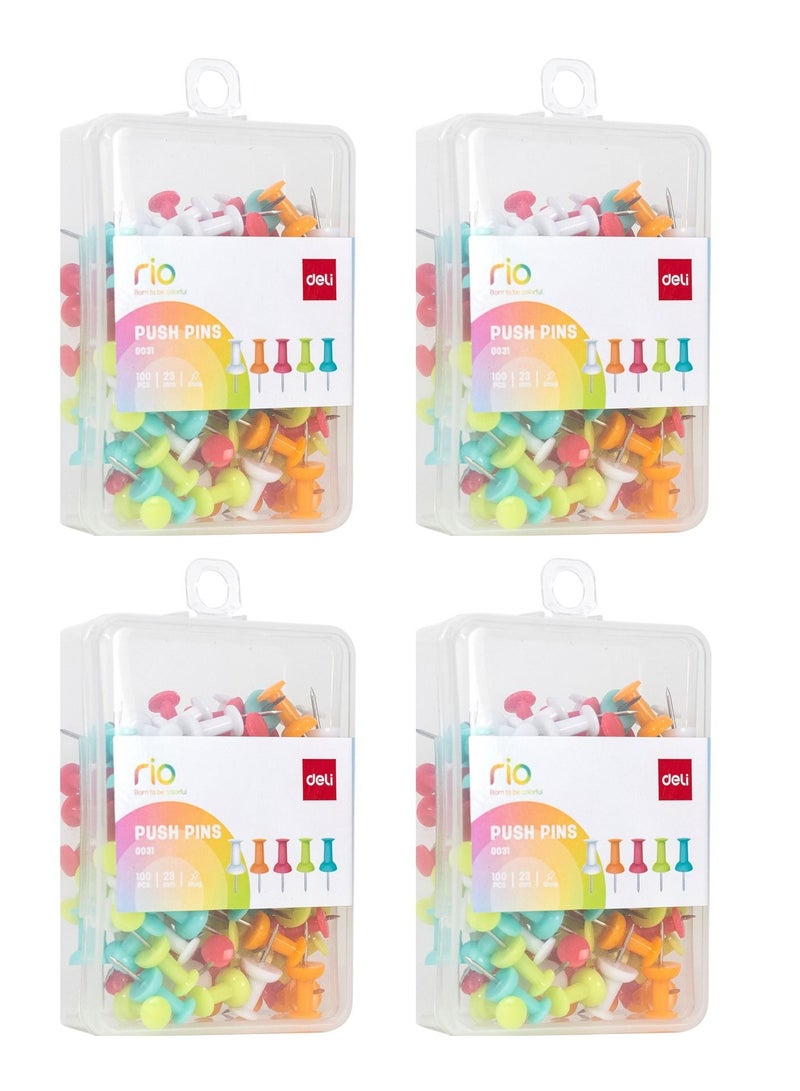 Deli 400-Piece Push Pin Set Multicolour - Image 1
