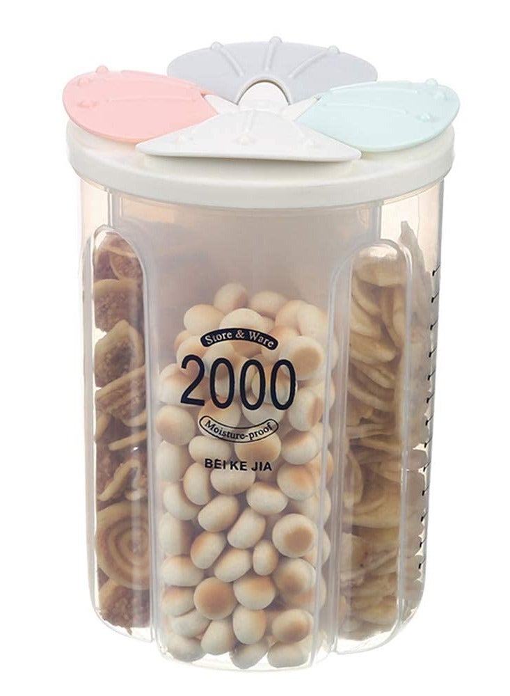 Airtight BPA Free 2000ML Compartment Food Storage Container for Grains Rice Flour Nuts Snacks  - Image 1