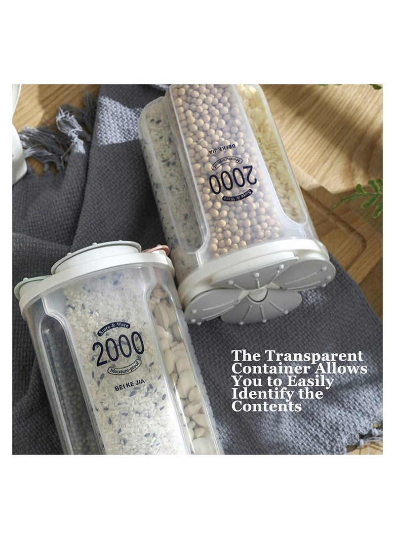 Airtight BPA Free 2000ML Compartment Food Storage Container for Grains Rice Flour Nuts Snacks  - Image 3