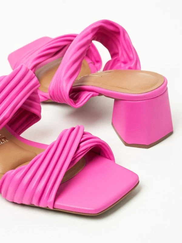 VIZZANO Pink Mid Heels Sandals for Women – Sling Back Heel Sandals for Girls with Ankle Strap for Women | Best Price UAE