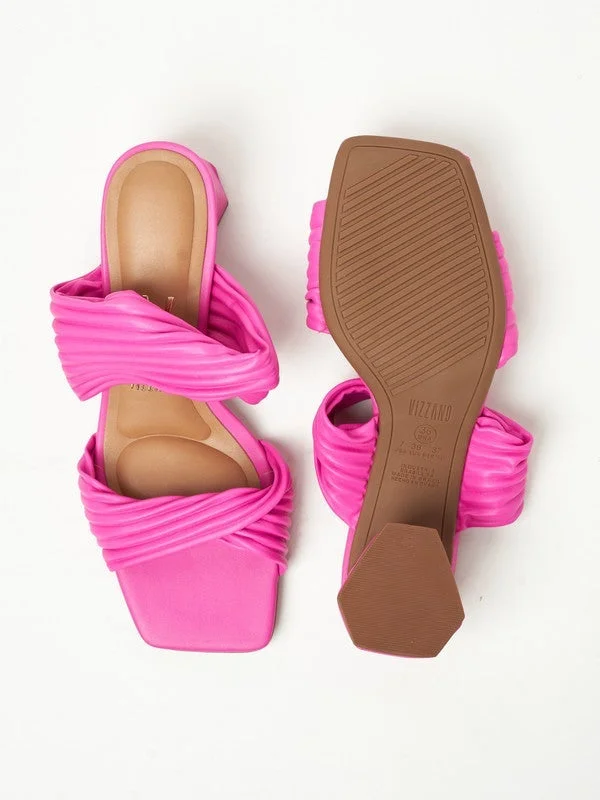 VIZZANO Pink Mid Heels Sandals for Women – Sling Back Heel Sandals for Girls with Ankle Strap for Women | Best Price UAE