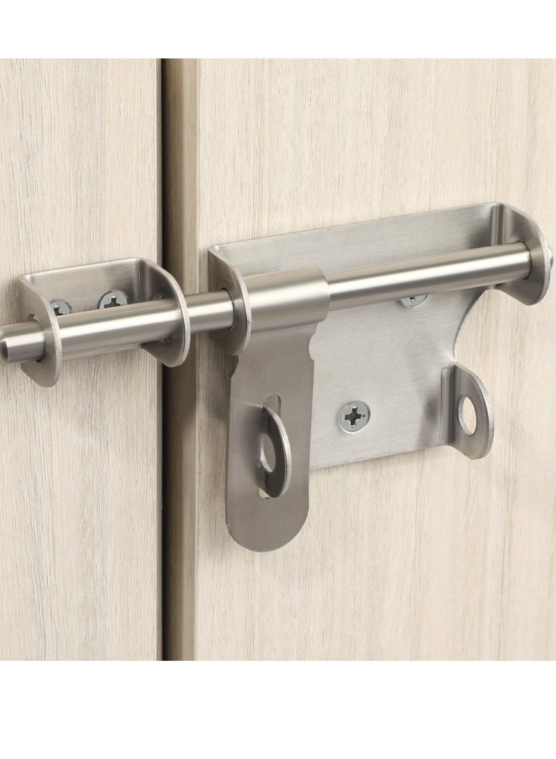 SYOSI Gate Latch Bolt Lock, Gate Locks for Wooden Gates Garden Shed Locks, 6-Inch Stainless Steel Brushed Finished - Image 2
