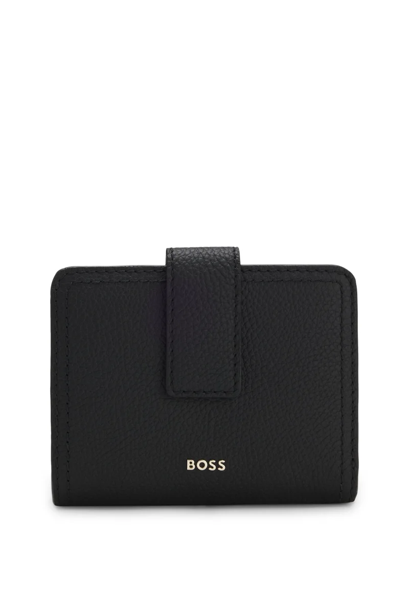 Leather wallet with logo lettering
