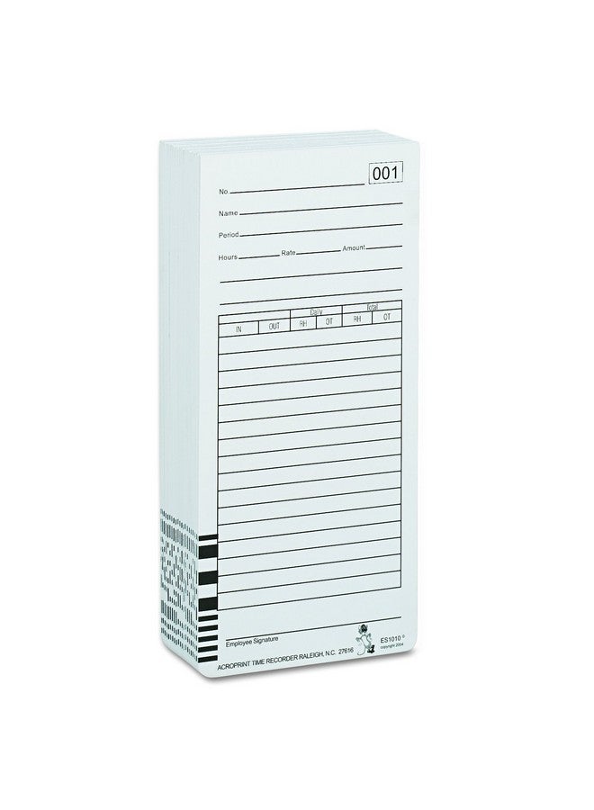 Acroprint 099111000 Totalizing Payroll Recorder Time Cards Es1010 Pack Of 100 Cards Numbered Employee Signature Line - Image 3