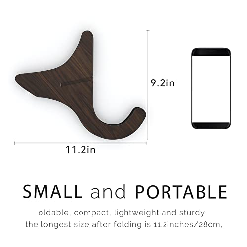 LALAOKS 1Pair Wooden Ukulele Stand Violin Mandolin Folding Portable Stand Black walnut - Image 3