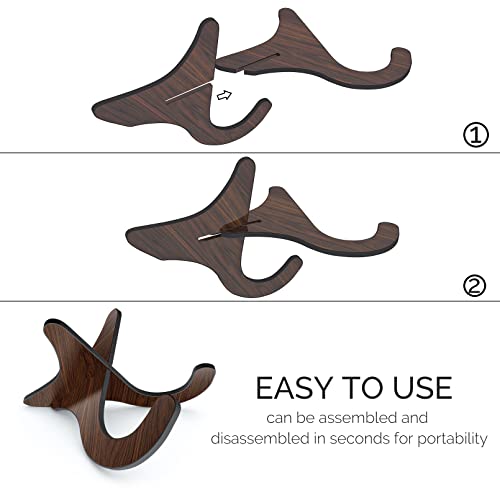 LALAOKS 1Pair Wooden Ukulele Stand Violin Mandolin Folding Portable Stand Black walnut - Image 4