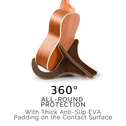 LALAOKS 1Pair Wooden Ukulele Stand Violin Mandolin Folding Portable Stand Black walnut - Image 5