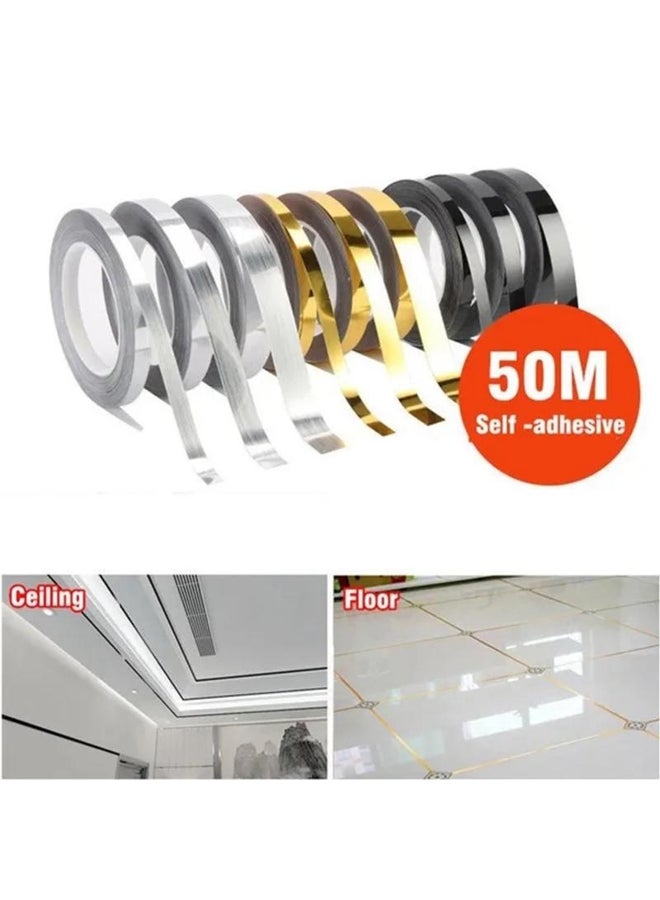 50m/Roll Self Adhesive Floor Tile Stickers Waterproof Wall Gap Sealing Tape Strip Floor Tile Beauty Seam Sticker Wall Decoration  - Image 1