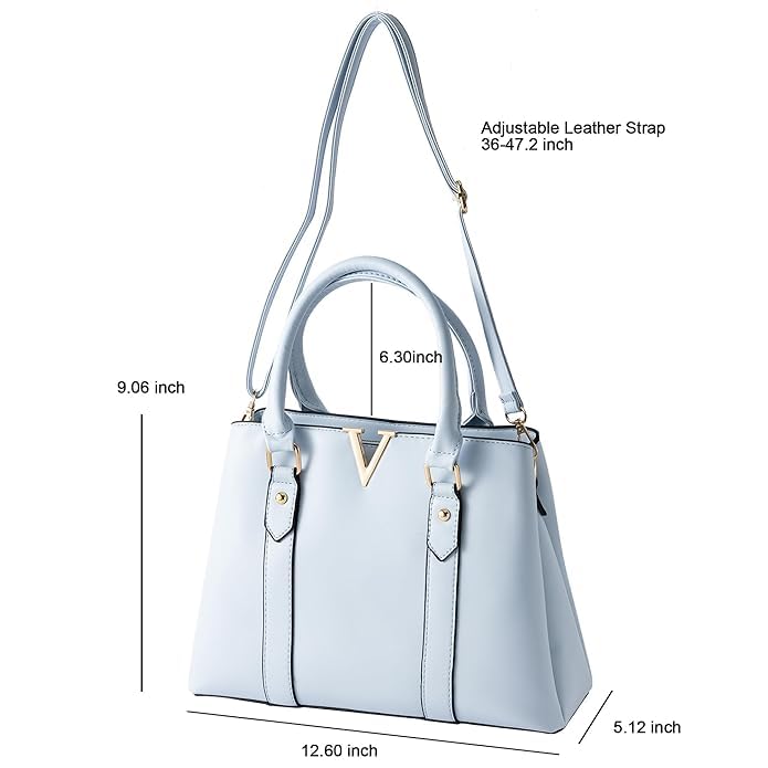 NOJTI Women’s Handbag Tote Bag Premium PU Leather Shoulder Bag with Top Handle & Detachable Strap – Stylish Large Capacity Purse for Office, Casual & Party Use (Vook -Blue) - Image 3