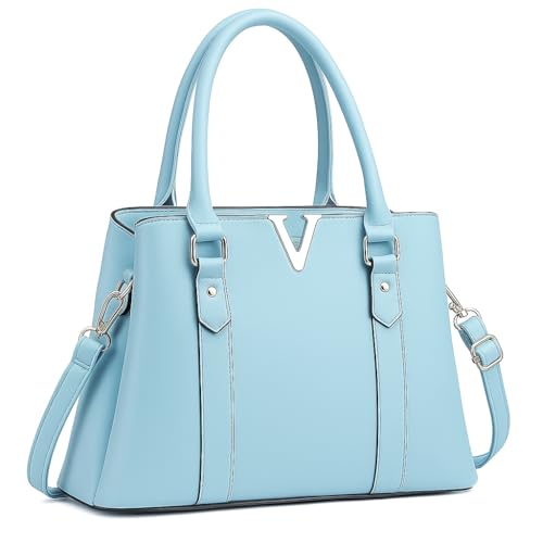 NOJTI Women’s Handbag Tote Bag Premium PU Leather Shoulder Bag with Top Handle & Detachable Strap – Stylish Large Capacity Purse for Office, Casual & Party Use (Vook -Blue) - Image 1
