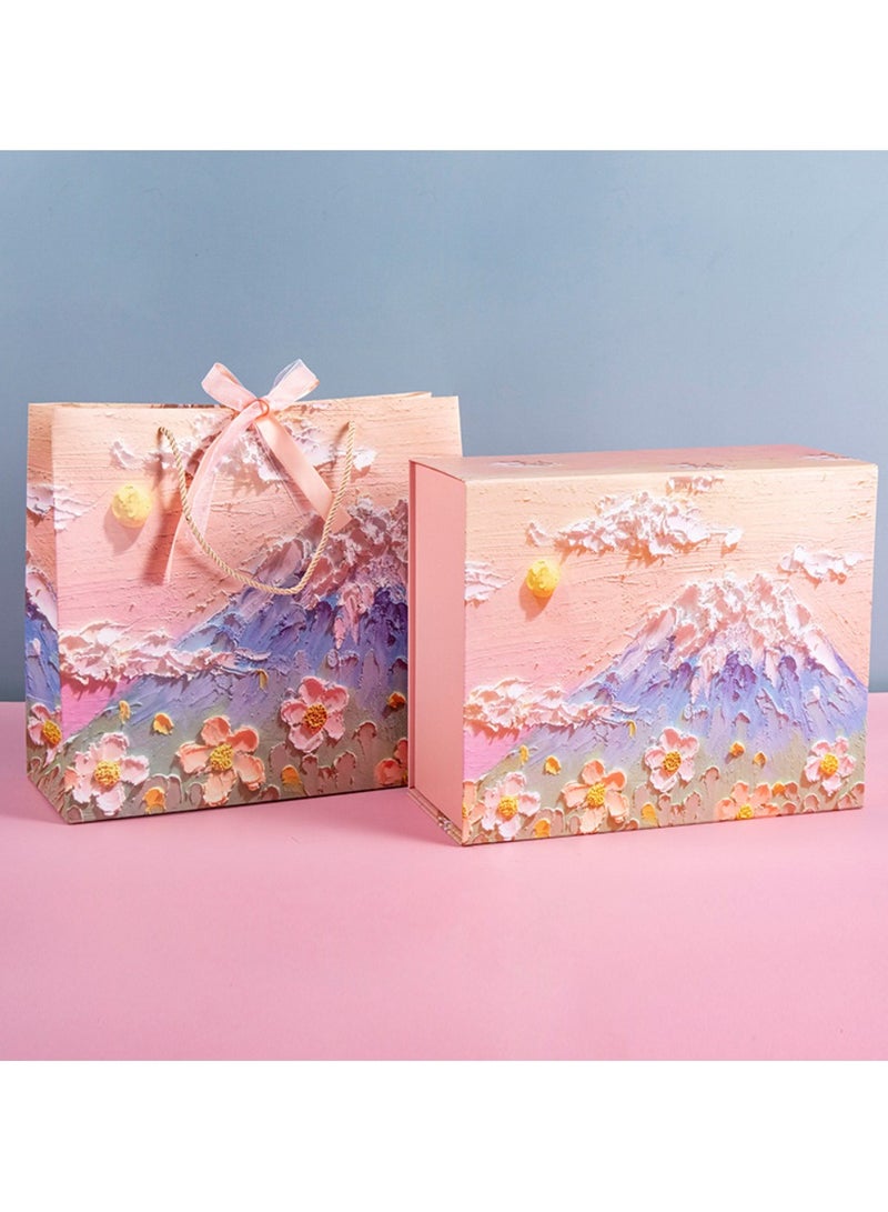 3D Sunrise Oil Painting Packaging Set - Large 34x27x14cm ( with shredded paper, greeting cards, gift box & Gift bag) - Image 2
