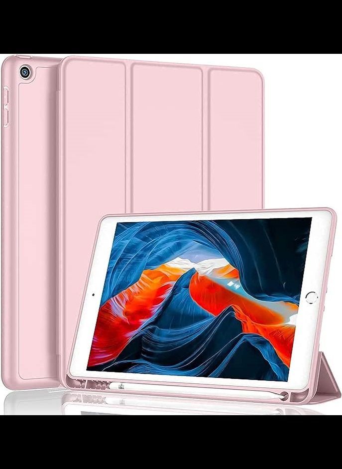 iPad 9th/8th/7th Generation case (2021/2020/2019) iPad 10.2-Inch Case with Pencil Holder [Sleep/Wake] Slim Soft TPU Back Smart Magnetic Stand Protective Cover Cases (Dark Pink)