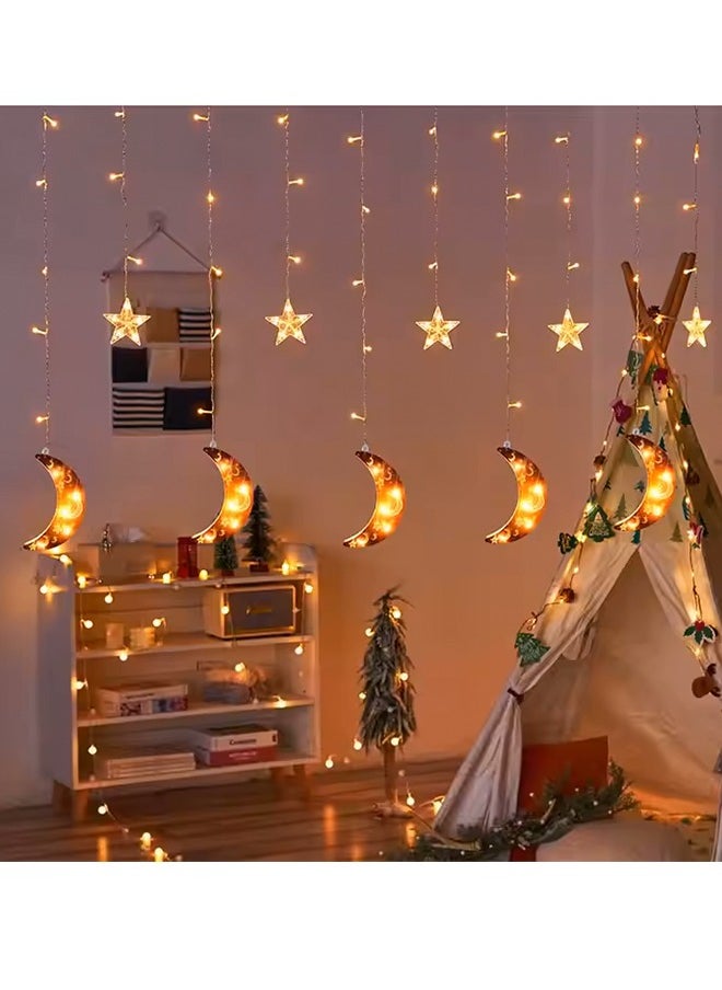 Nisf Al Qamar Ramadan Crescent & Star Curtain Lights  - Image 1