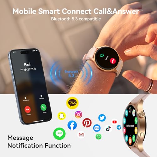 aeac 43mm Women’s Smart Watch with 1.32" AMOLED display, Bluetooth calling, heart rate, sleep & SpO₂ monitor, 110+ sports modes, 3ATM waterproof, fitness tracker compatible with iPhone, Samsung & Android. - Image 2